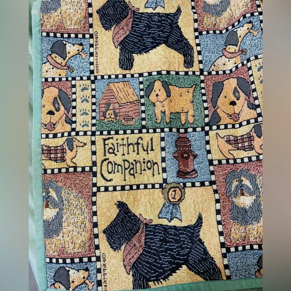 Tapestry of Scotties Sheep dogs Dalmatians faithfull companions wall hanging OSB